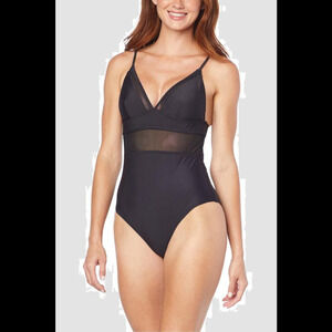 Bethenny 1-piece Power Mesh Tank Swimsuit Blackout - Regular